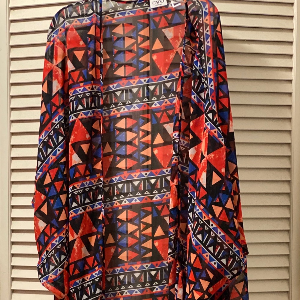 Chic geometric print kimono